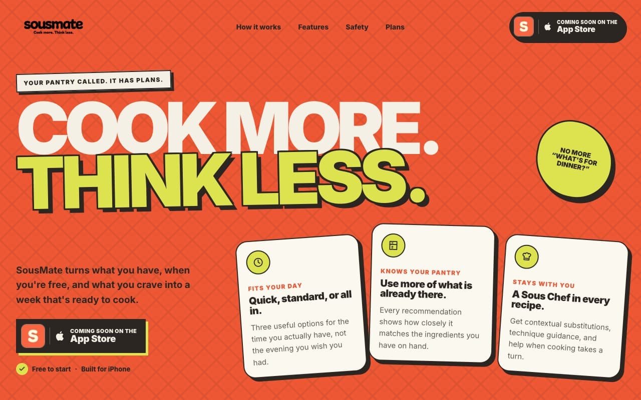 SousMate live website homepage